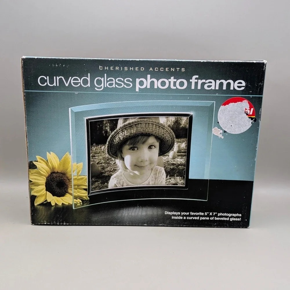 Cherished Accents Clear Curved Glass Photo Frame - Silver Accents - 5